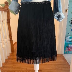 Betsey Johnson Black Layered Fringe Skirt. Y2K Baby!